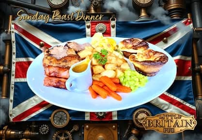Sunday roast dinner at Little Britain Pub